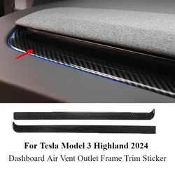 Car Dashboard Air Vent Outlet Frame Carbon Fiber Pattern Trim Sticker For Tesla Model 3 Highland 2024 Anti-Scratch Accessories