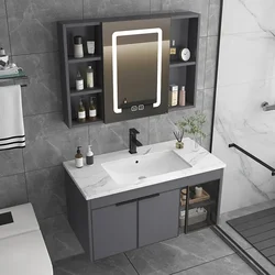 Modern Bathroom Cabinets With Smart Mirror Slate Ceramic Washbasin Bathroom Vanity Sink Cabinet Bathroom Furniture