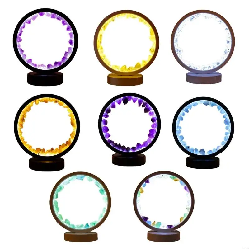 

E06A Healings Stone Crystal Column Night Lamp USB LED Night Light for Sleep