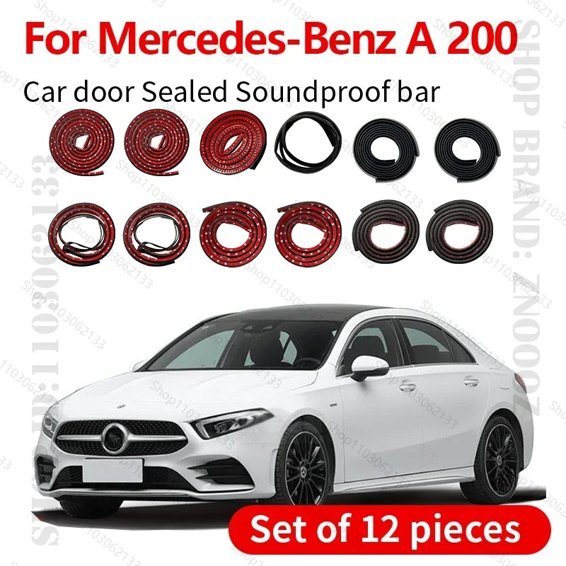 Car Door Seal Strip Rubber Double Layer Sealing Protector Soundproof Strip Dustproof Seal Strip 12PCS For Mercedes-Benz A 200