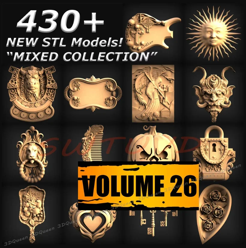 

430+ Mixed COLLECTION STL File Models 3D Collection for CNC Routers 3D Printers Animals Boxes Plates Flowers Figures Decorations