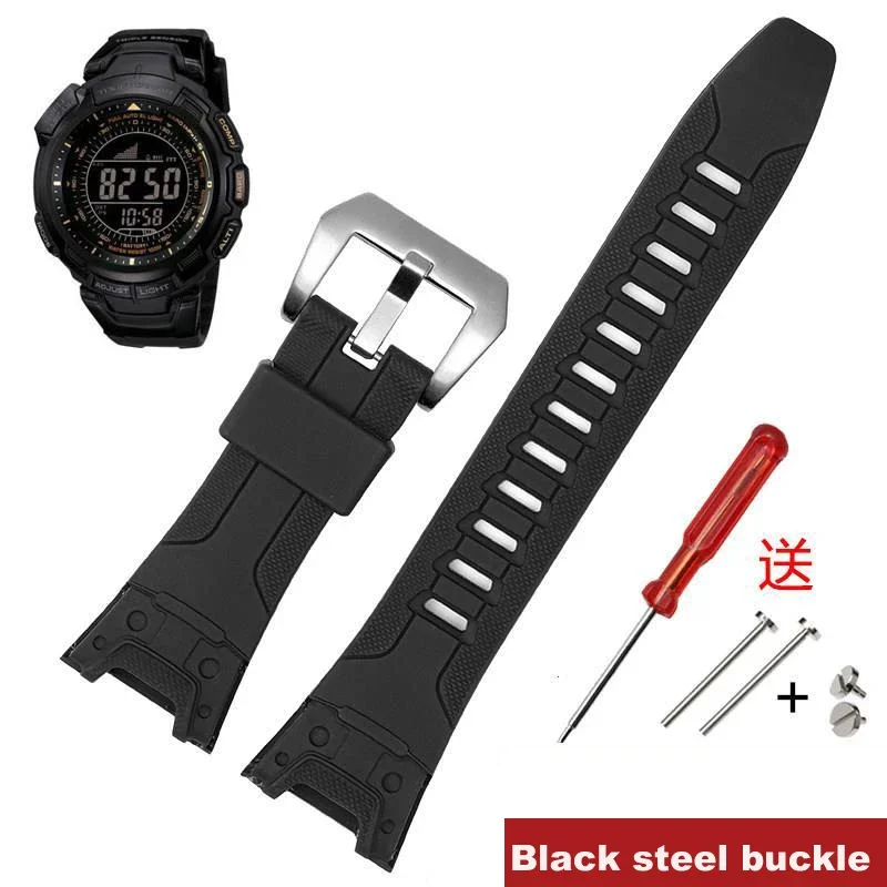 

High quality rubber strap For Casio PRG-110Y / PRW-1300Y black resin watch strap Accessories PROTREK Silicone Watchbands 26mm