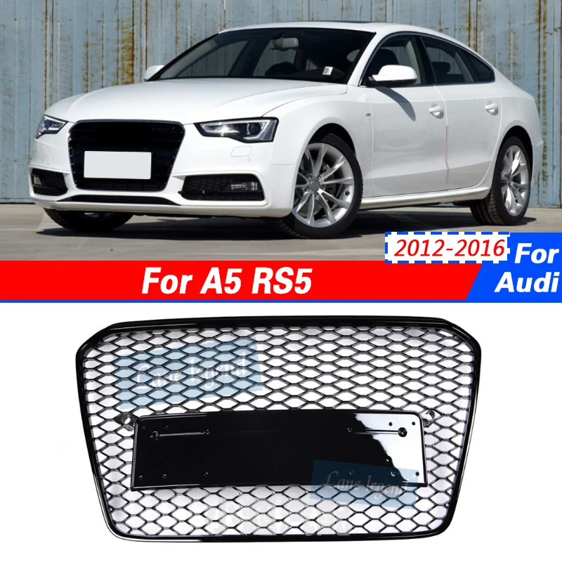 Front Sport Honeycomb Hood Grill for Audi A5 S5 Sline 2013-2015 Car Styling Accessories For RS5 Style Convert New Style