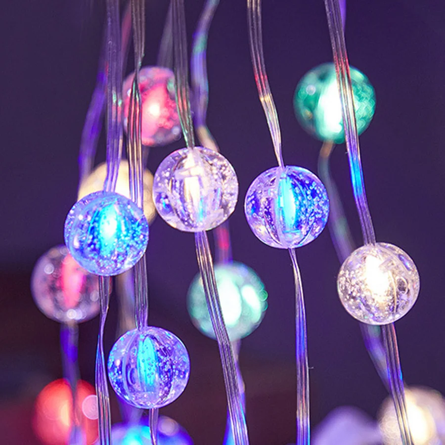 Imagem -04 - Led Globo Bola de Luz da Corda Multicolorido Cristal Bolha Bola de Fadas Luz ao ar Livre Árvore Natal Decoração Festa Guirlanda 100 200 300