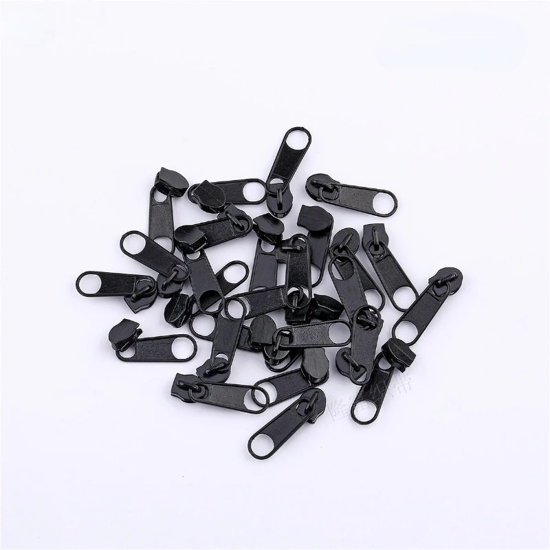 10/20/50Pcs 3# Nylon Zipper Puller Sofa Mattress Tent Luggage Black and White Long Board No Lock Slider