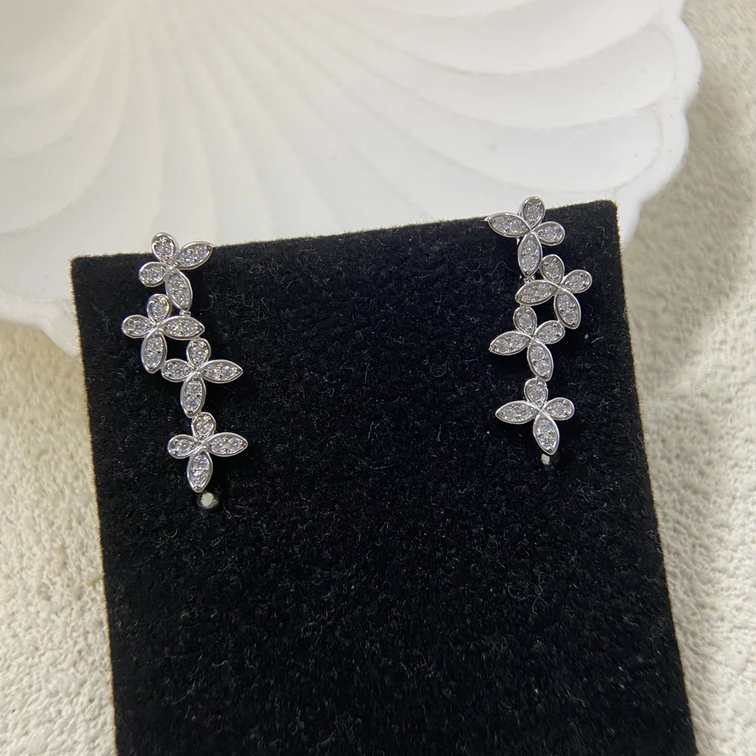 

Модные женские серьги-бабочки из стерлингового серебра 925 пробы с позолотой из 4 частей и бриллиантами