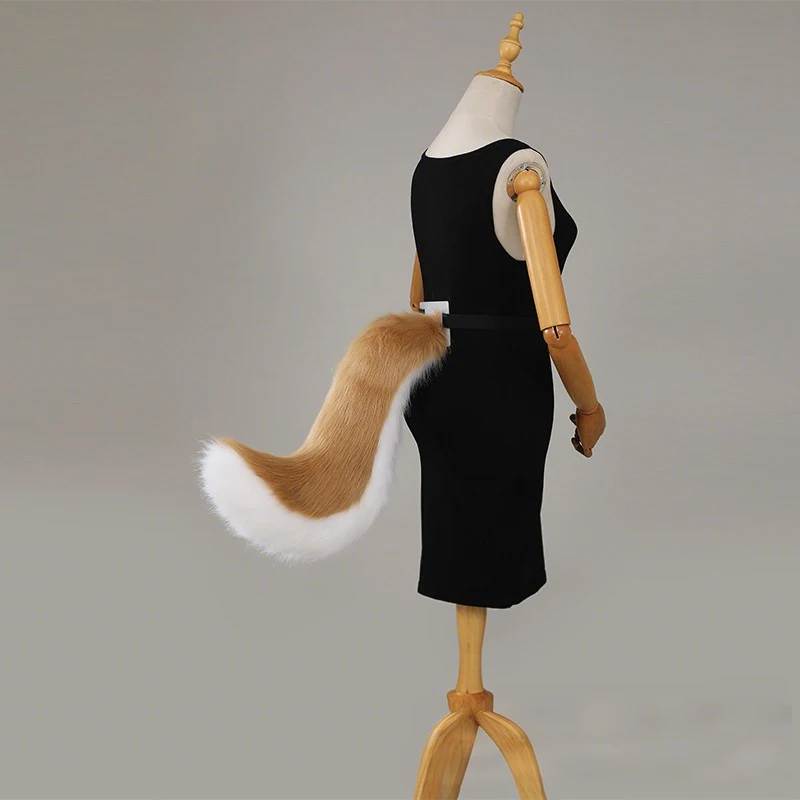 Queue de loup en fourrure faite à la main pour fille, accessoires de Cosplay en peluche, queue de chien en fausse fourrure, queue d'animal Lolita Cos, fête d'halloween, jeu de rôle pour enfants