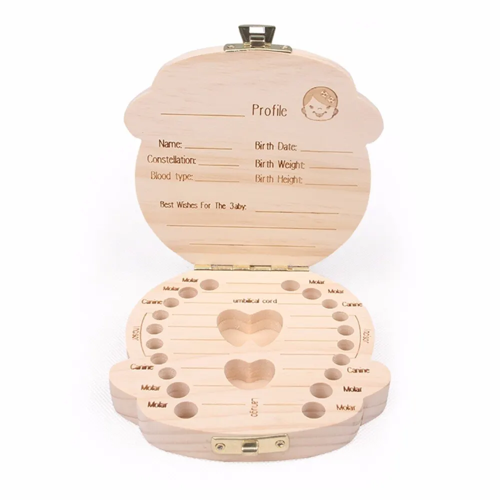 Spanish Baby Wood Organizer Milk Teeth Storage Collect Teeth Box