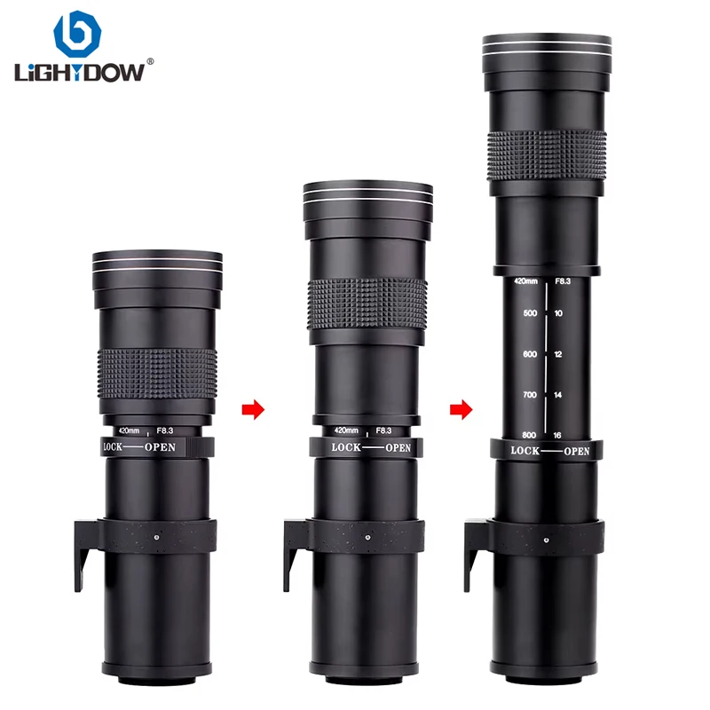 Lightdow 420-800mm f/8.3 Manual Telephoto Zoom Lens for Canon RF Canon EF Canon EF-M Nikon F Nikon Z Sony A Sony E Mount Camera