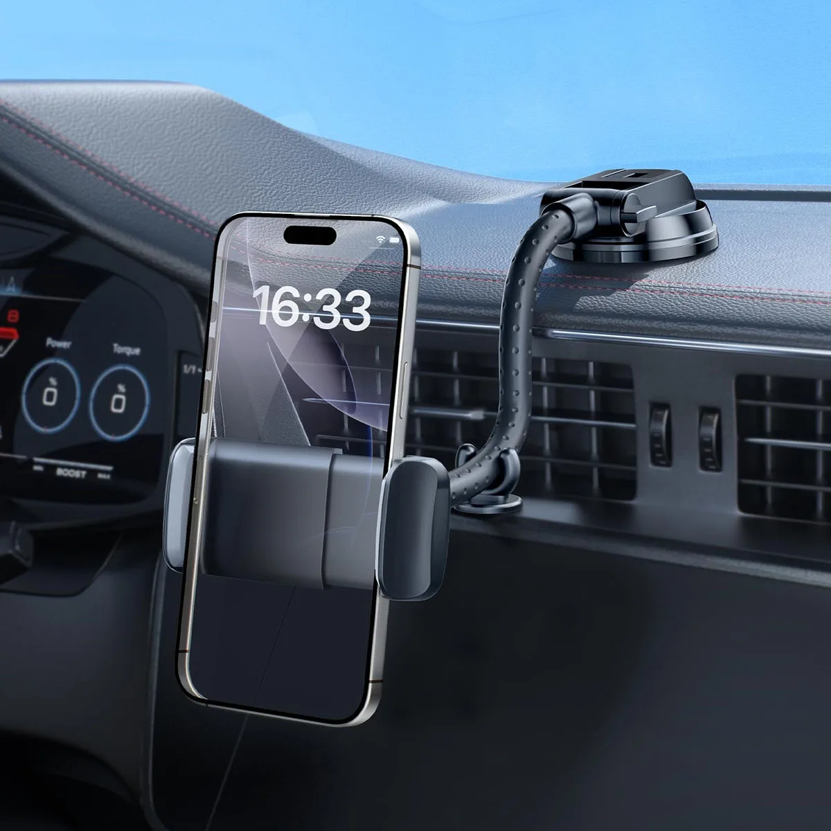 

Автомобильное крепление для телефона на гибкой стойке 360° ° Вращающаяся присоска для лобового стекла приборной панели iPhone 4-7 Прочная присоска для сотового телефона