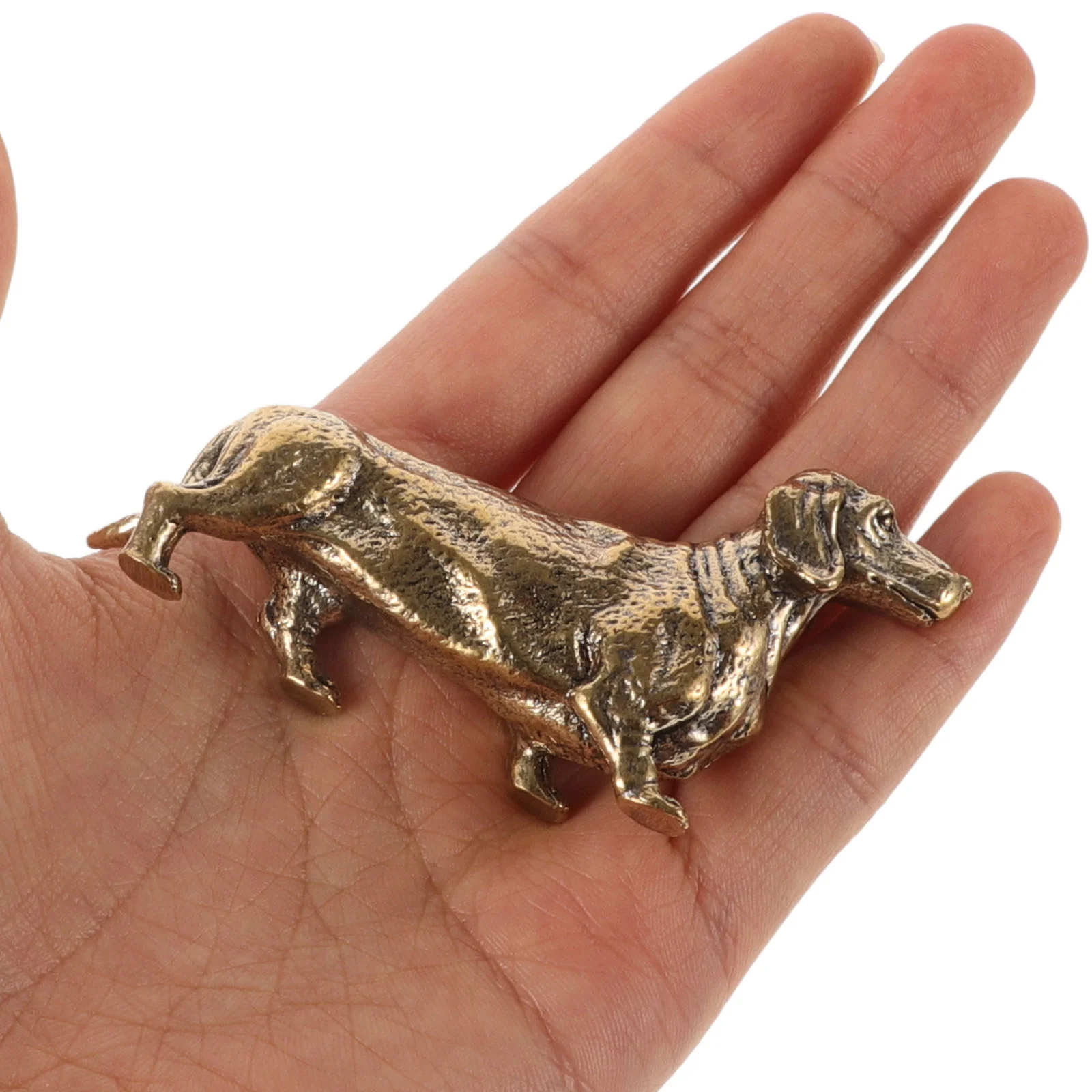 Brass Dachshund Dog Figurine Miniature Statues Creative nament Home Decor Desktop Adornment Animal Craft Brass Decoration Indoor
