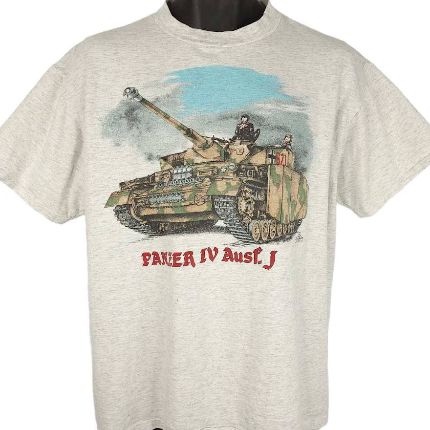 Vintage WWII German Panzer IV Ausf J Military Tank T-Shirt 100% Cotton O-Neck Summer Short Sleeve Casual Mens T-shirt Size S-3XL