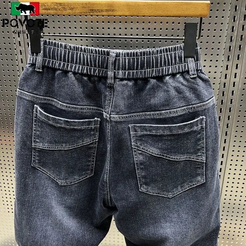 Mode Kordel zug Luxus Designer lose Denim Kordel zug Jeans für Männer lässige Harems hose mit Elastizität Baggy Harems hose