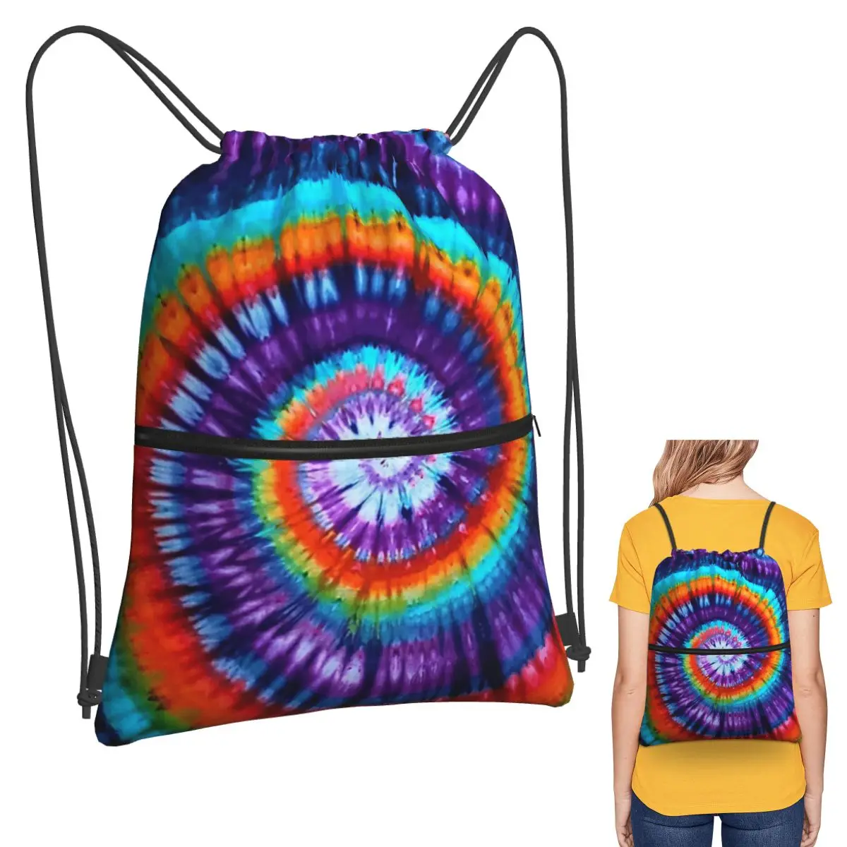 

Классические радужные спиральные рюкзаки с принтом тай-дай, повседневные портативные сумки на шнурке, сумки для обуви, сумки для книг для мужчин и женщин, студентов