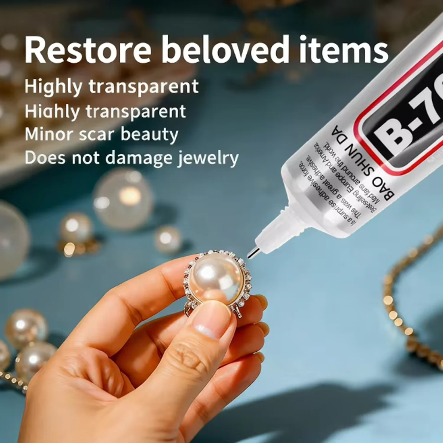 JXVX B7000 Transparenter Kleber mit Präzisionsspitze, Dekorativer Kleber, Kleber für Strass, Kleber für Bastelarbeiten, Schmuckherstellung, Nagelkunst – Detail 3