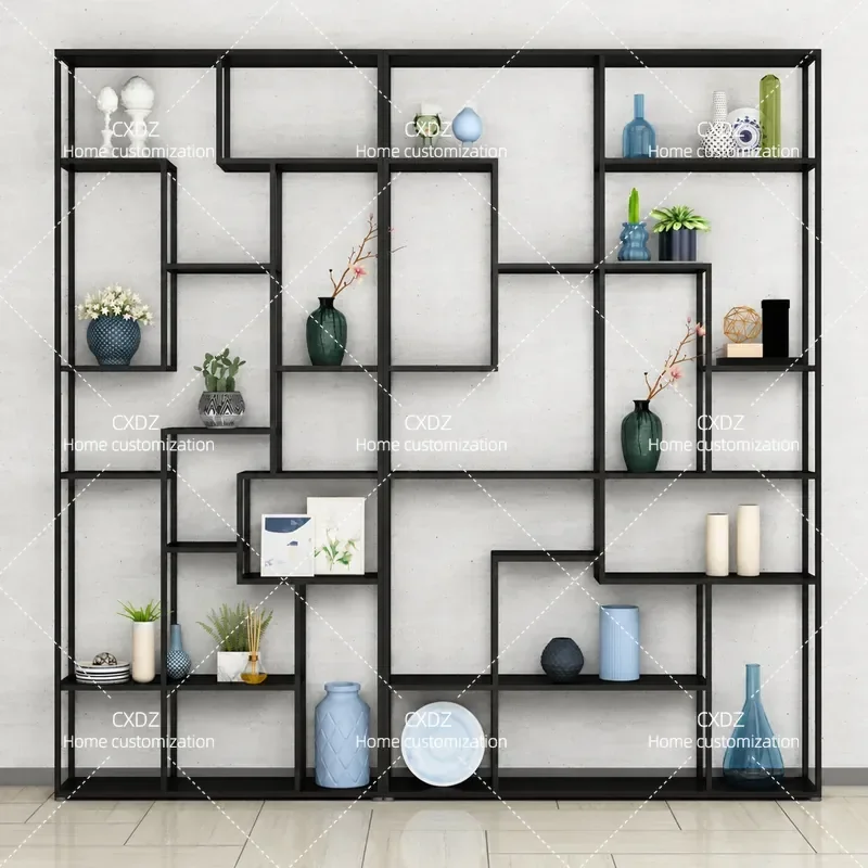 Modern Simple Multi Layer Living Room Bogu Shelf Wrought Iron Bookshelf Tea Rack Office Floor Display Stand Storage Organizer