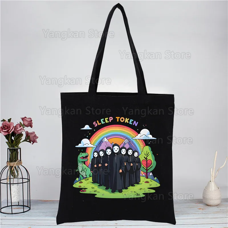 

Sleep MUSIC BAND Canvas Bag Simple Large Capacity Storage Handbag Shoulder Bag Tote Reusable Student Bookbag