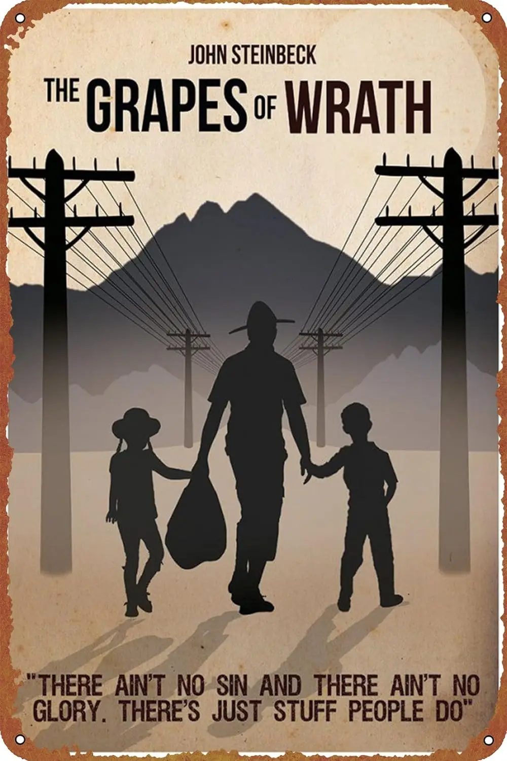 The Grapes of Wrath Movie Poster Vintage Tin Sign Unique Metal Wall Decor for Home, Bar, Diner, Pub, 8 x 12 Inches,Fun Kitc sign