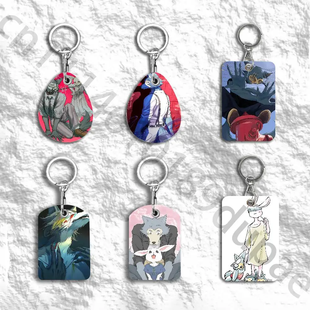 Anime B-BEASTARS Protective Printed Leather Card Case Metal Keychain Accessory