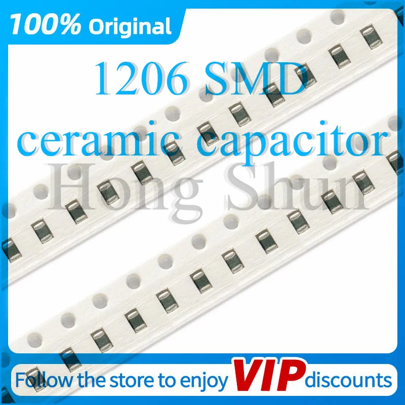 

100pcs 1206 50V SMD Thick Film Chip Multilayer Ceramic Capacitor 0.5pF-100uF 10NF 100NF 1UF 2.2UF 4.7UF 10UF 1PF 6PF