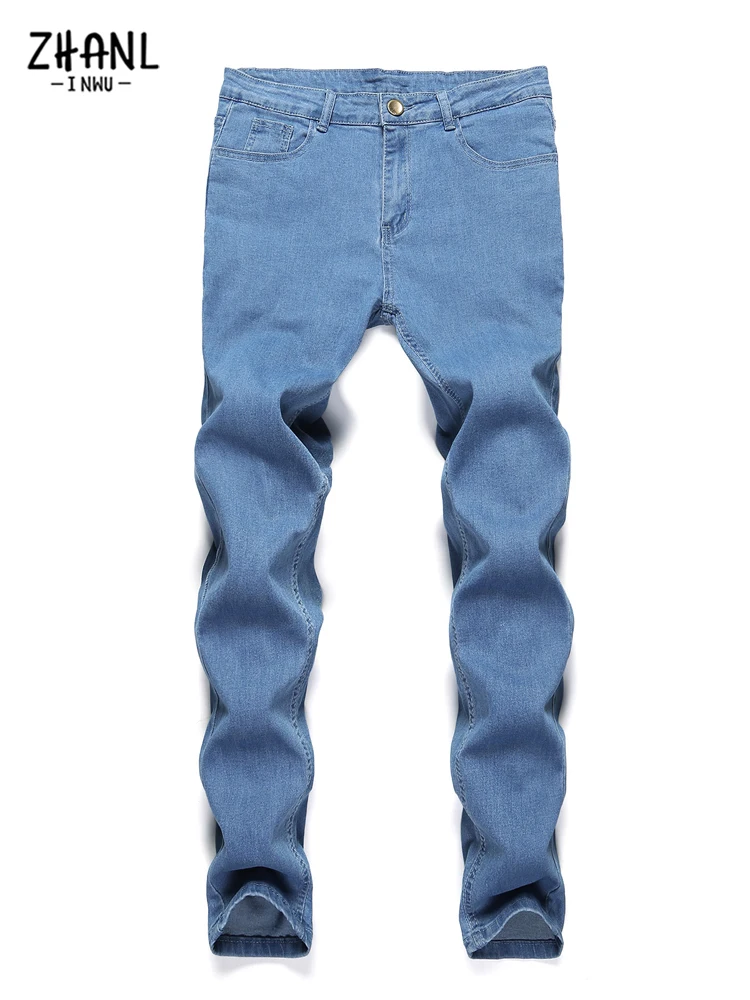 Jeans Men Elastic Waist Skinny Pants 2022 New Blue Mens Denim Trousers Stretch No Ripped Pants Male Streetwear