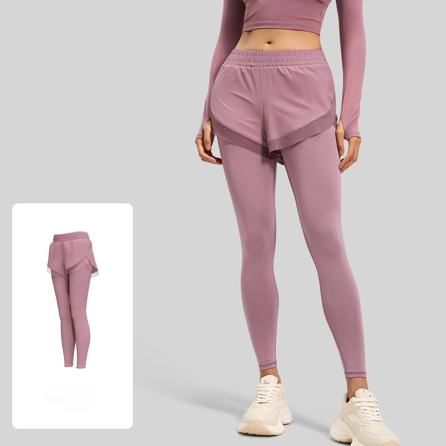 Fake Two-pieces Fitness Running Tight Pants for Women Elastic Nude Pocket Design Yoga Pants High Waist Hip Lifting Sportswear