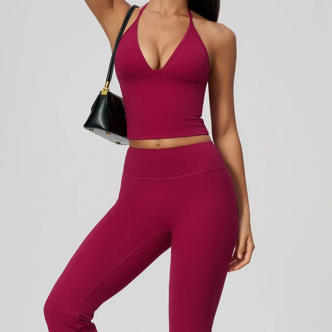 2PCS Yoga Sets Women's Fitness Set Tracksuit Sports Outfits Neck Hanging Vest Gym Fitness Set Female Running Training Sportswear