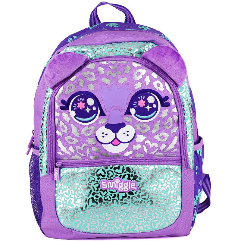 Australian Smiggle Pupils Purple Leopard Burden Bag Children Large-Capacity Backpack Kettle Pen Bag Children Birthday Present