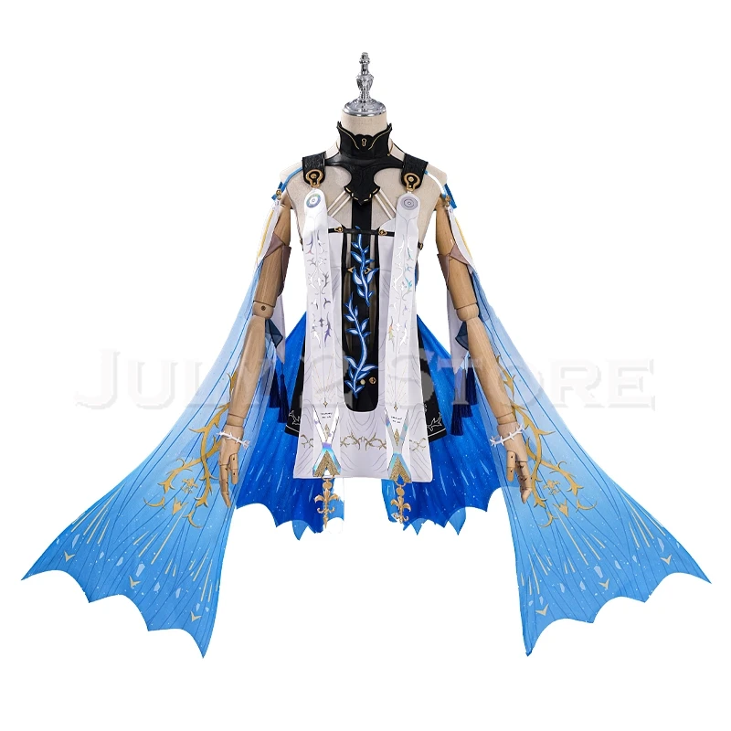 Wuthering Waves Cartethyia Cosplay Blue Dress  Anime Skirt Water Color Sexy Lolita Halloween Fancy Women Gown Cos Props Set