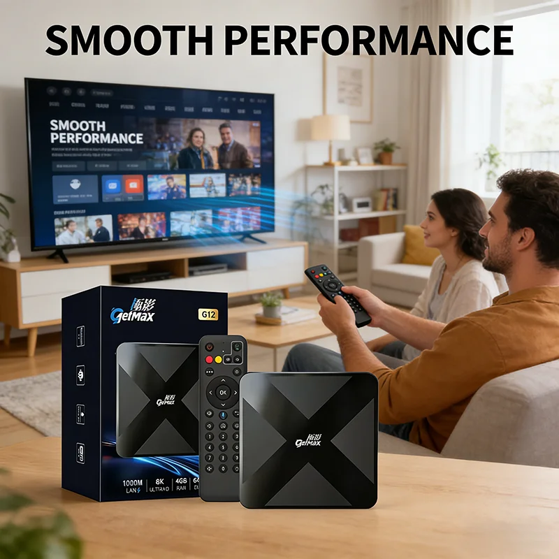 Global GetMax G12 Smart TV Box Android 12 Supports 4K/8K Bluetooth 5.2, WiFi 6, 4GB RAM 64GB ROM, Multi-Language