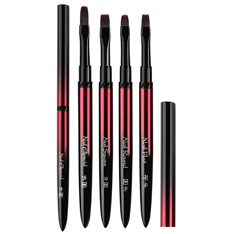 Pincel para arte de uñas con mango metálico, pincel de gel UV para fototerapia, pincel para extensiones de uñas acrílicas, bolígrafo de dibujo, herramientas de manicura DIY 6