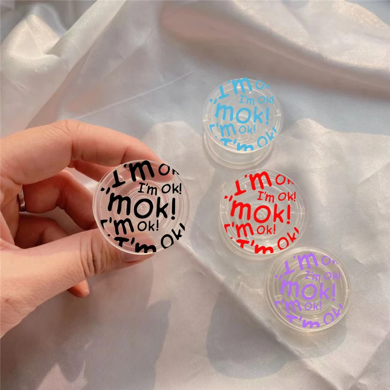 حامل قبضة هاتف محمول قابل للطي ، حامل جريبتوك شفاف ، مطبوع عليه رسالة مضحكة ، مناسب لهاتف آيفون 15 ، وسامسونج ، وهاواوي ، إنز ، وكورية #1