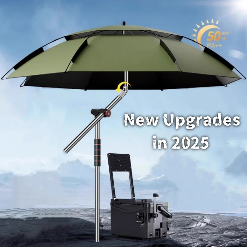New Fishing Parasol 201 Stainless Steel Fishing Umbrella Upgraded Mechanical Adjustment Fishing Umbrella Sunshade Beach Umbrella