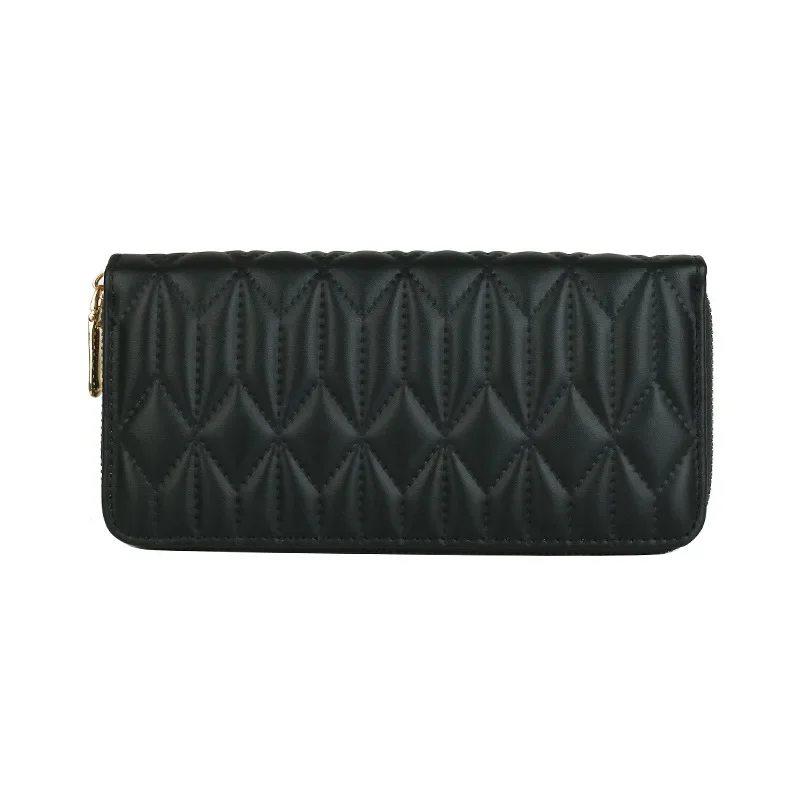 Portefeuille long en cuir PU pour femme, sac à billets de banque, porte-monnaie, pochette, sac pour téléphone portable, solide, fermeture éclair, grande capacité, mode