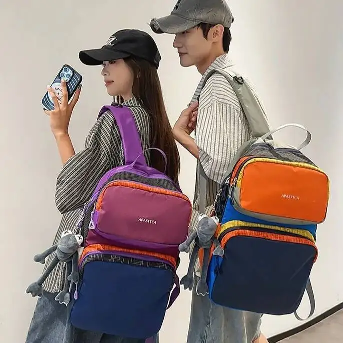 2025 New Outdoor Travel Backpack Fashion Eco-friendly Patchwork Color-blocking Versatile Ultra-light Dopamine Shoulder Bags
