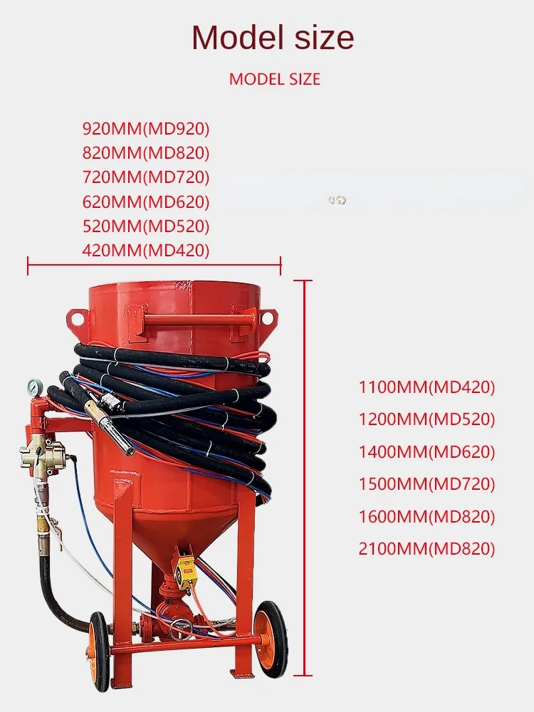 Rust Removal Sand Blaster Mobile Outdoor Manual Sandblasting Tank High Pressure Vehicle Tower Crane Renovation Sanding