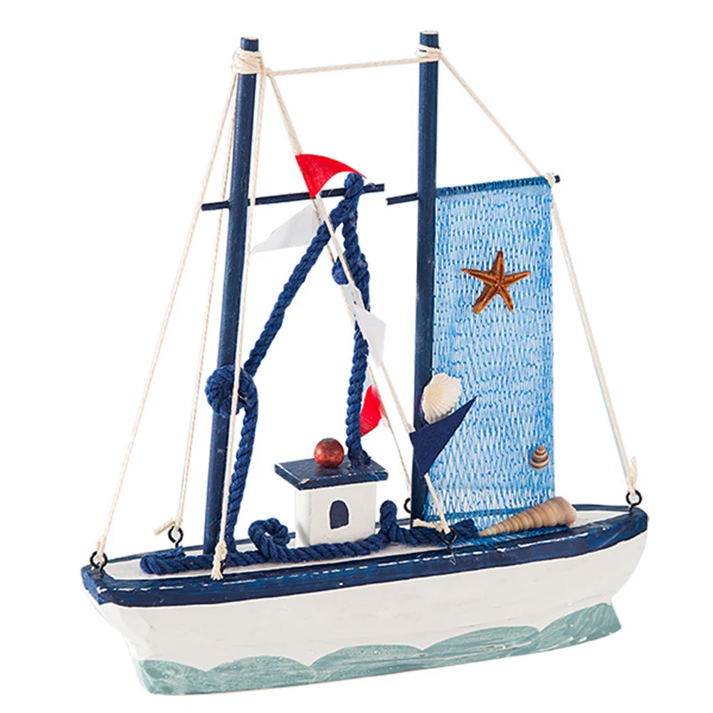 

Wooden Sailboat Small Fresh Mediterranean Style Sailboat Decor Craft Gift For Home Table Car Office Desktop Ornament