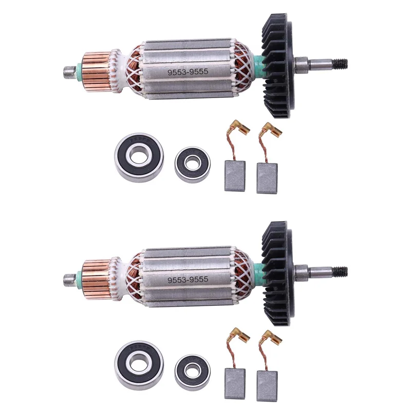 

2Set Angle Grinder Armature Rotor For 9553NB 9553HB N 9555 Rotor With Bearing 607 Angle Grinder Rotor Accessories-AT64