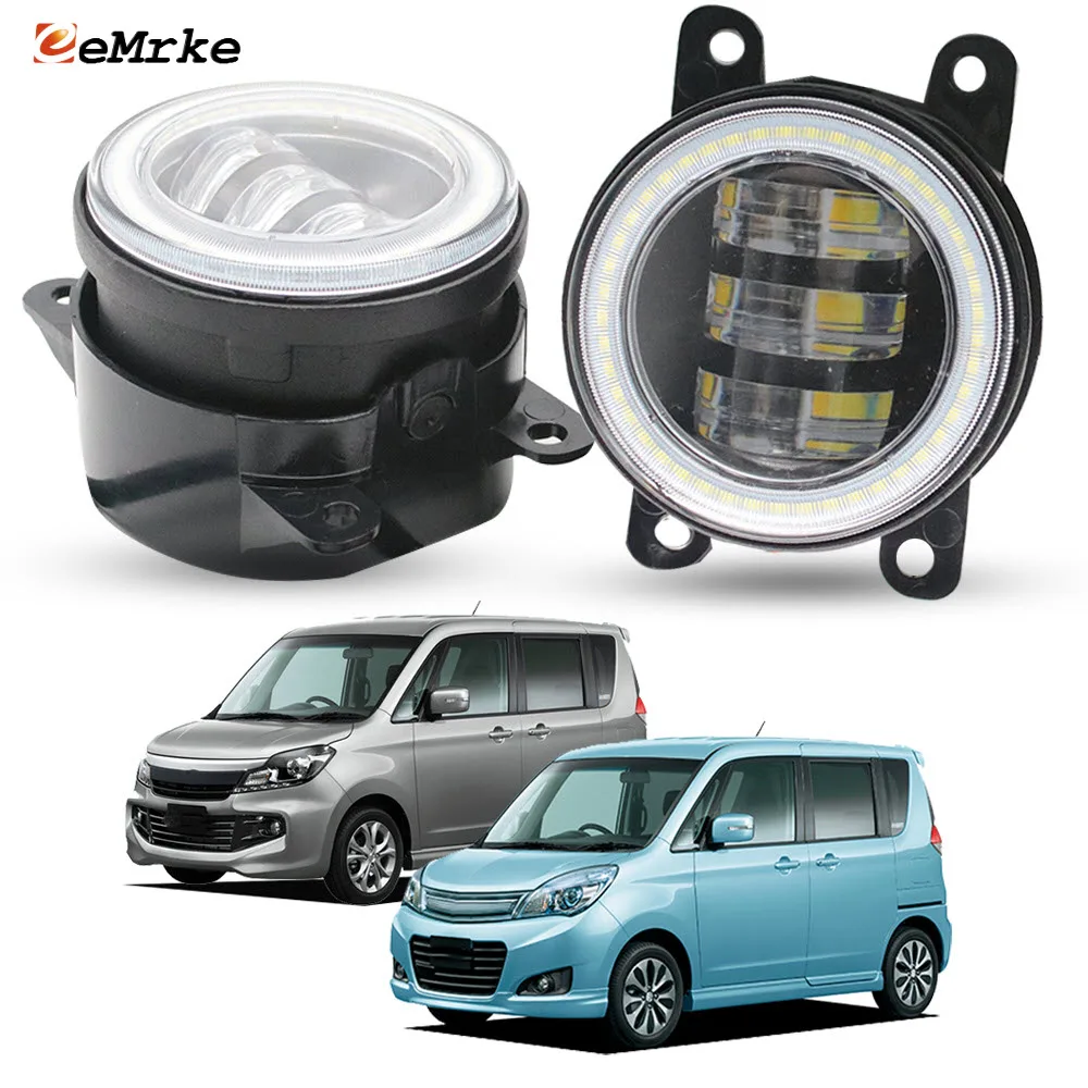 

40W Led Fog Light Clear Lens for Suzuki Solio Bandit Black & White II Delica D2 2011-2015 PTF with Angel Eye DRL Ring Day Light