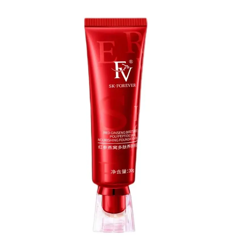 

30g FV Red Ginseng Bird Nest Polypeptide Skin Nourishing Liquid Foundation Long-lasting Makeup Concealer Oil Control Maquillaj