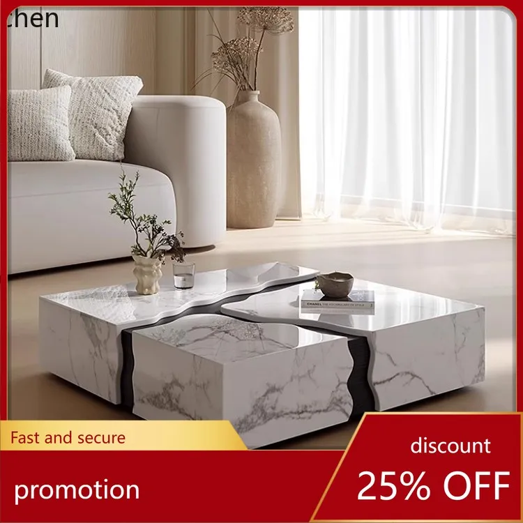 

YFY Marble Coffee Table Minimalist Living Room Creative Square Coffee Table