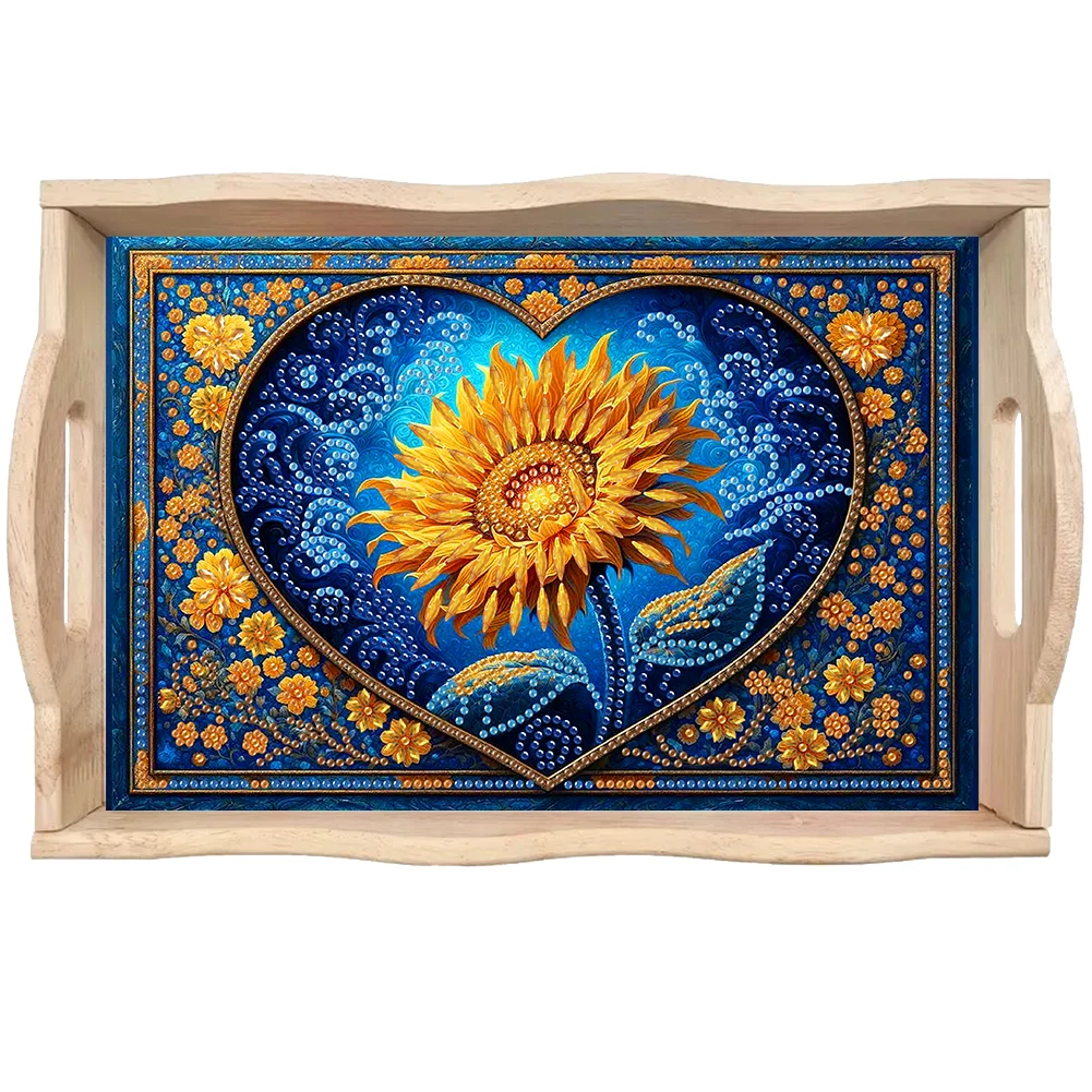 

Wooden Beautiful Pattern 5D DIY Diamond Painting Serving Tray with Handle Diamond Painting Tray Handicraft for Countertop Decor