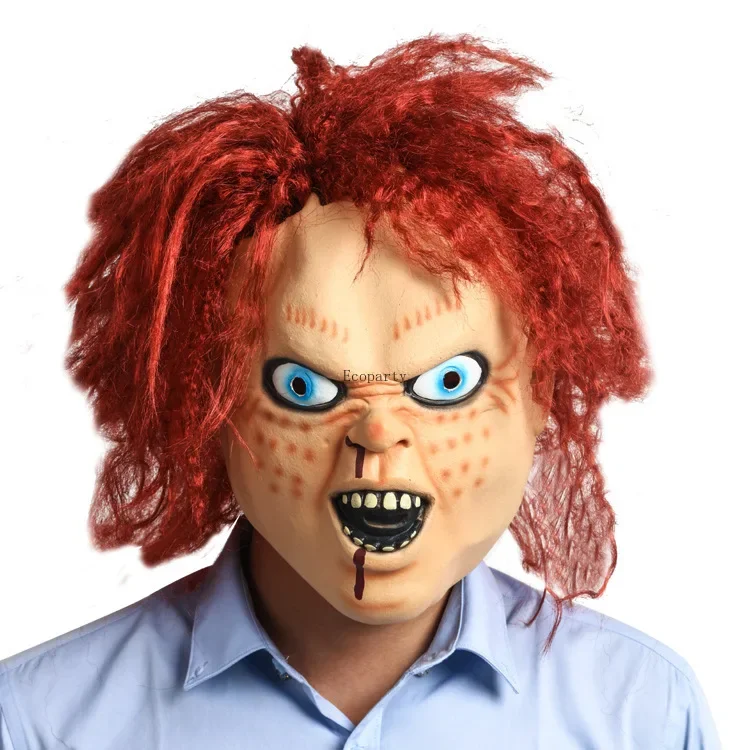 Movie Chucky Cosplay Mask Unisex Latex Long Hair Mask Actor's Headgear Halloween Party Horror Mask