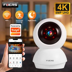 Fuers 4K 8MP WiFi Camera Tuya Smart Home Indoor Wireless IP Surveillance Camera AI Automatic Tracking Security Baby Monitor