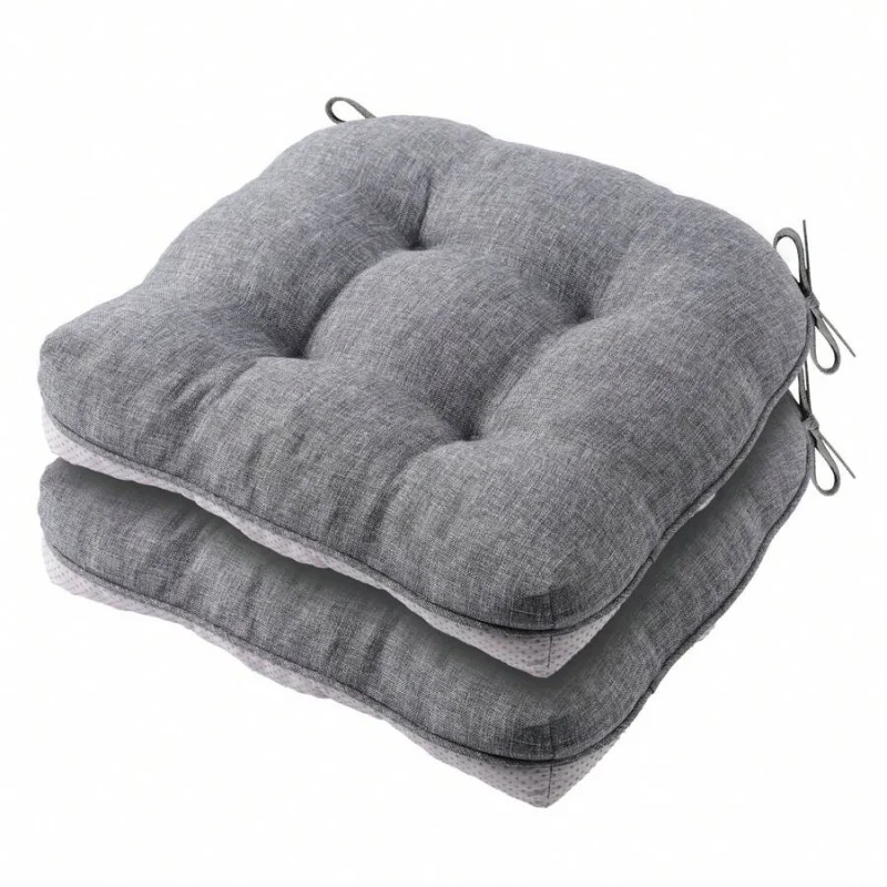 Dark Grey Thick Seat Cushion for Dining Kitchen Chairs Non-Slip Backing Comfortable Soft