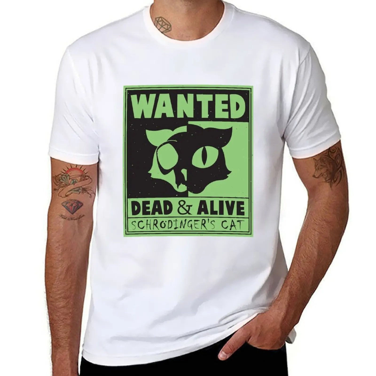 Schrodingers chat recherché mort et vivant physique quantique T-Shirt anime T-Shirt homme T-Shirt coton haute qualité T-Shirt