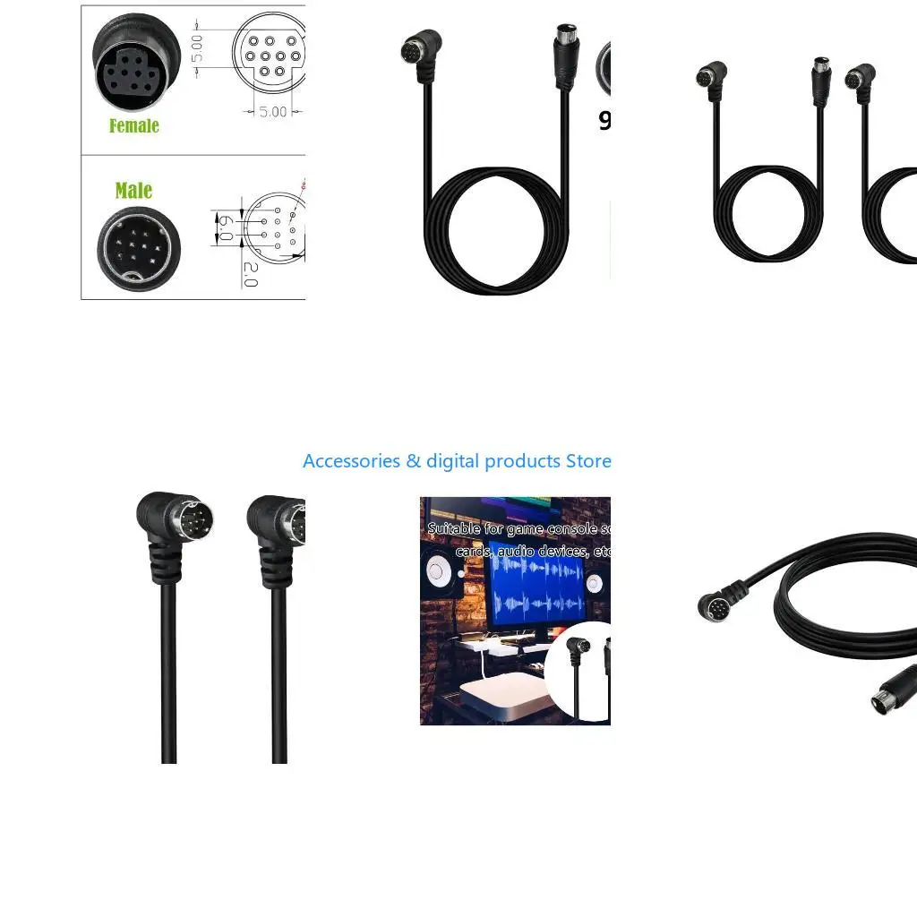 77JD Versatility 9Pin Mini DIN Male to Male S Video Cable for TV Monitoring Projectors and Various Video Devices Cable