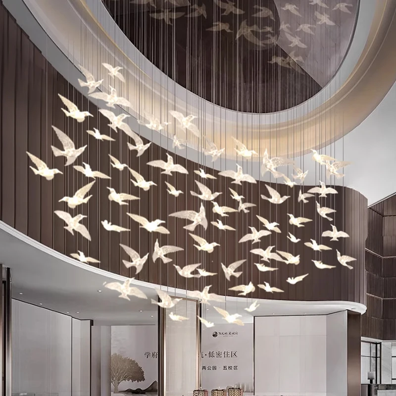 

Customized Led Pendant Light Hotel Lobby Irregular Creative Crystal Chandelier Duplex Loft Hanging Lights