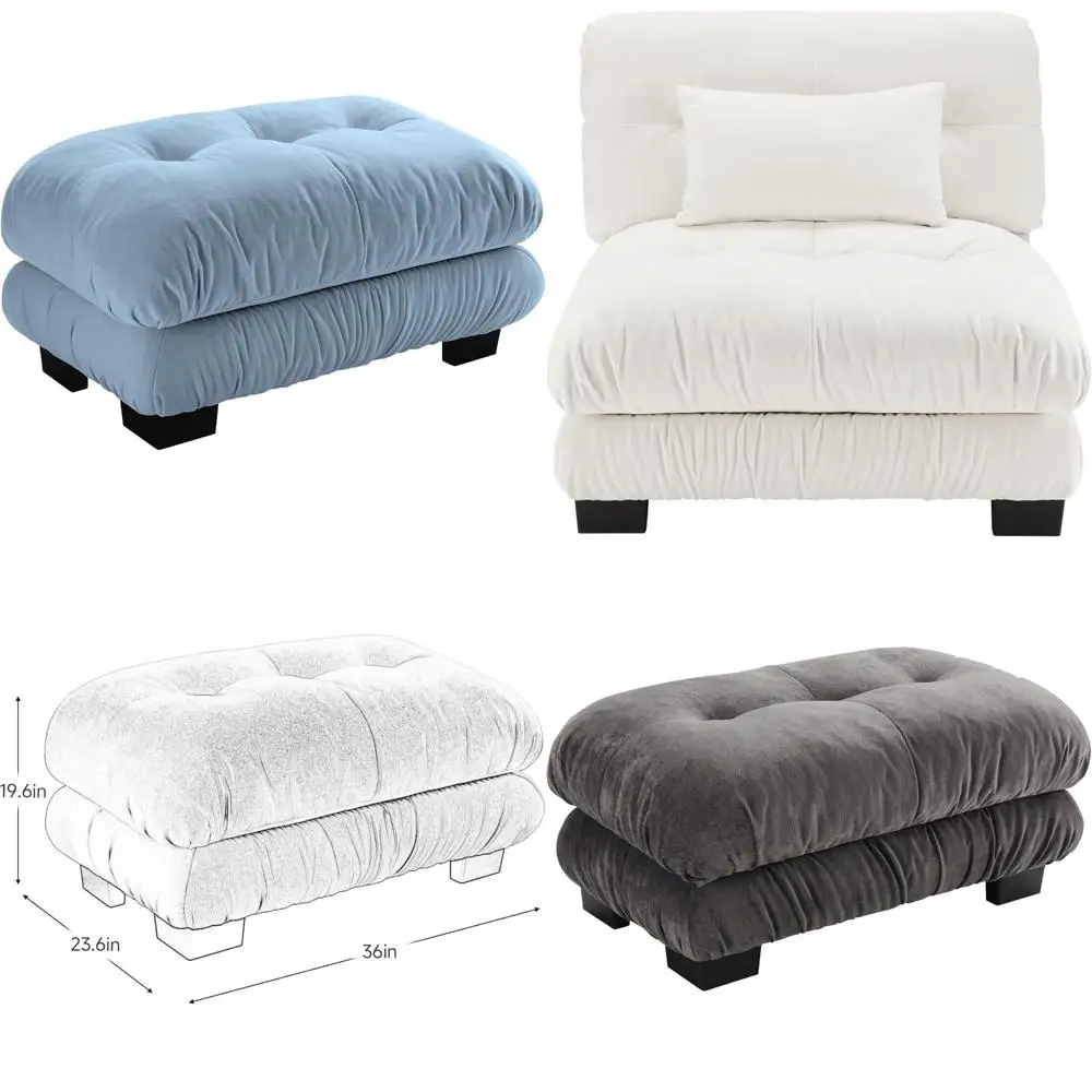 Otomana azul con diseño tradicional para cómodas salas de estar y interiores elegantes