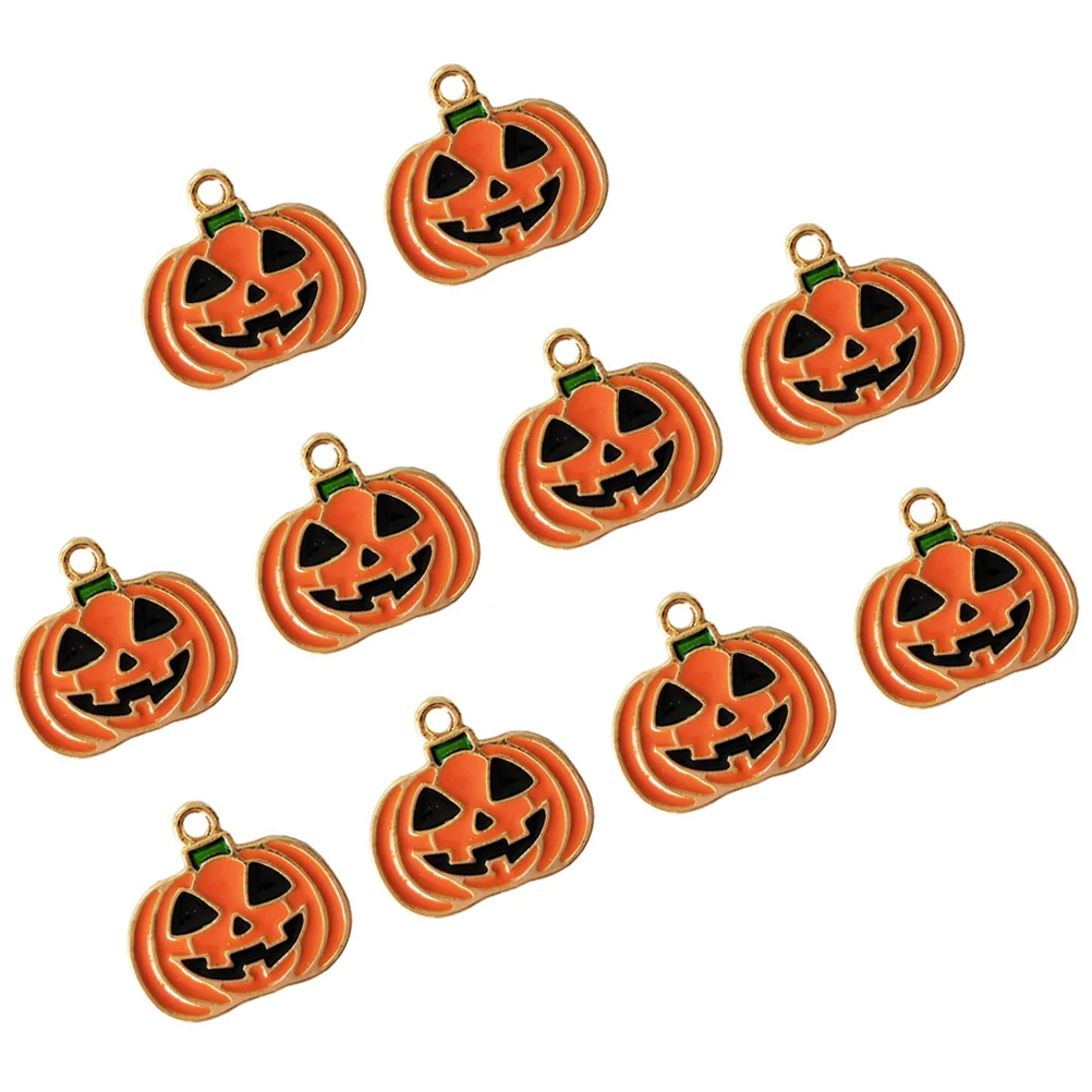 10pcs Alloy Colorful Pumpkin Pendant Charms Fashion Clown Necklace Diy Jewelry Making Accessory Orange Unique Shape Durable